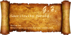 Gavrilovits Harald névjegykártya